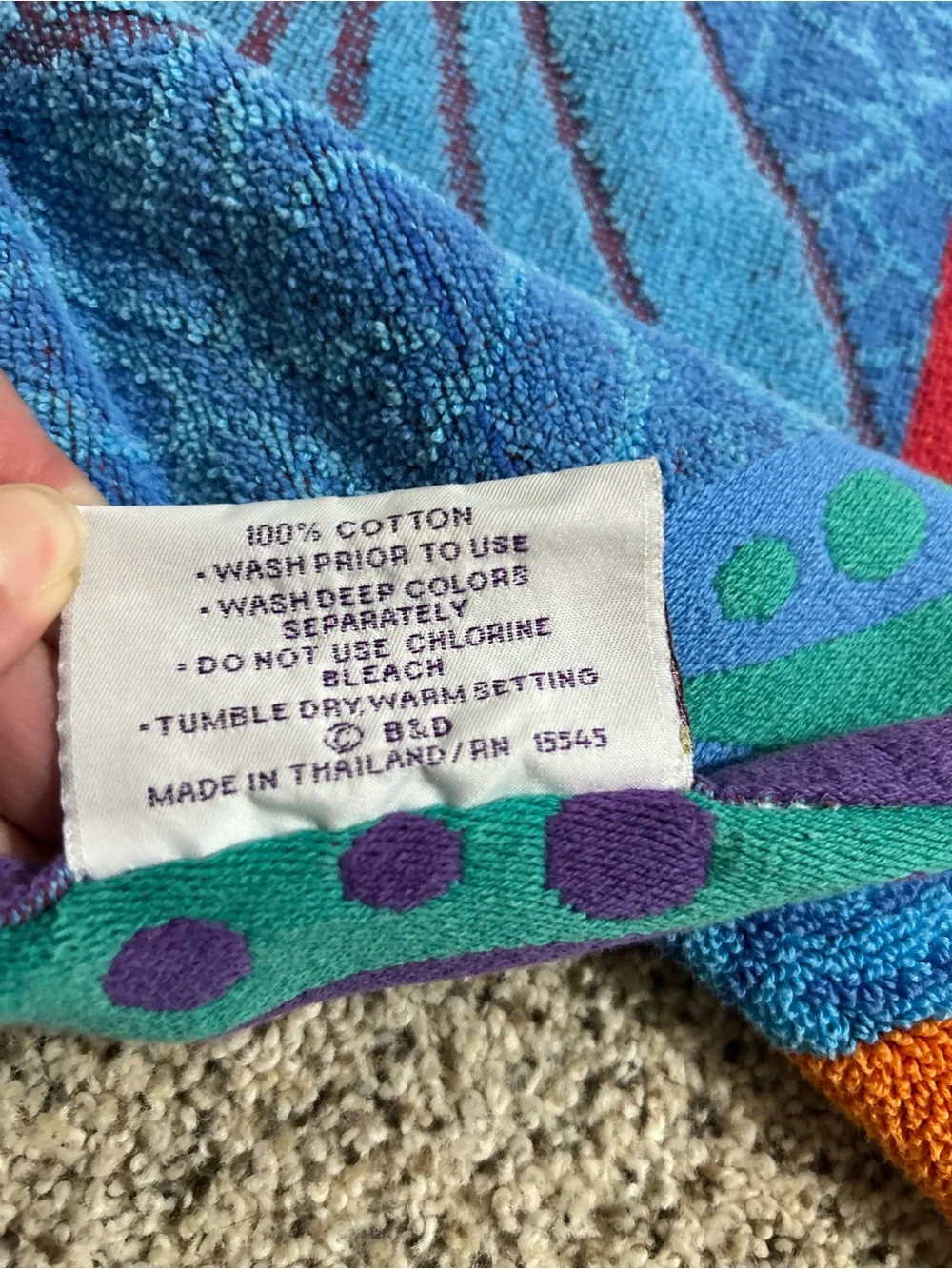 Vintage Barth & Dreyfuss Royal Terry Beach Theme W Vibrant Colors Beach Towel